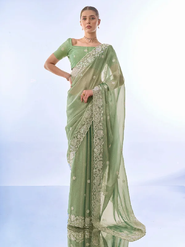 NOZ2TOZ Women Party Wear Embroidery Worked Net Saree with Unstitched Blouse - Pista Green Casual Relaxed Fit Blouse NOZ2TOZ Women Party Wear Embroidery Worked Net Saree with Unstitched Blouse - Pista Green Casual Relaxed Fit Blouse