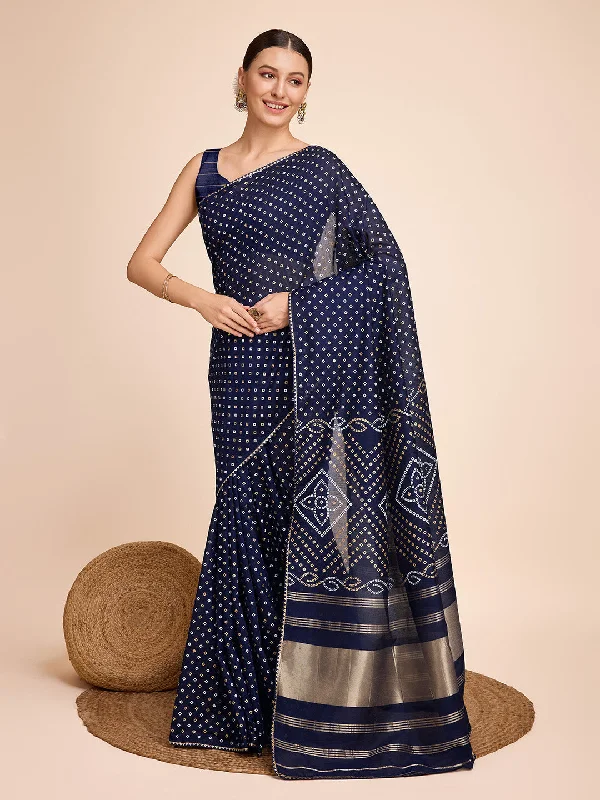 NOZ2TOZ Women Party Wear Semi Cotton Silk Saree with Unstitched Blouse - Blue Casual Relaxed Blouse NOZ2TOZ Women Party Wear Semi Cotton Silk Saree with Unstitched Blouse - Blue Casual Relaxed Blouse