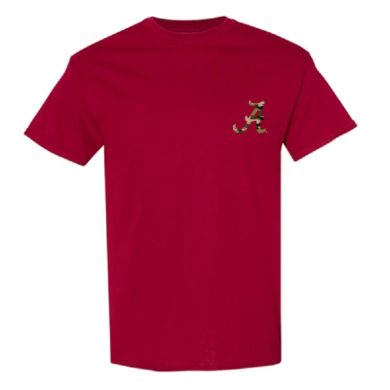 Alabama - NCAA Women's Rowing : Sierra Durkee - Tusk Camo Script A T-Shirt-- Collared Crew Neck Turtle Neck Alabama - NCAA Women's Rowing : Sierra Durkee - Tusk Camo Script A T-Shirt-- Collared Crew Neck Turtle Neck