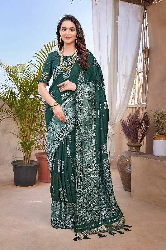NOZ2TOZ Women Wedding Wear Zari Weaving Paithani Silk Saree with Unstitched Blouse - Green Peter Pan Collar Blouse NOZ2TOZ Women Wedding Wear Zari Weaving Paithani Silk Saree with Unstitched Blouse - Green Peter Pan Collar Blouse