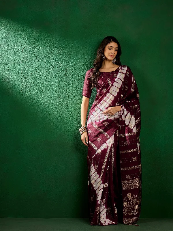 NOZ2TOZ Women Party Wear Cotton Saree with Unstitched Blouse - Wine Smart Business Blouse NOZ2TOZ Women Party Wear Cotton Saree with Unstitched Blouse - Wine Smart Business Blouse