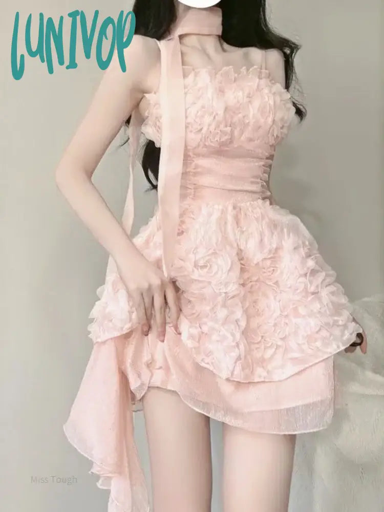 Lunivop Summer Pink Flower Elegant Dress Women Backless Sweet Party Mini Dress Female Korean Fashion Designer Princess Dress New Casual V-Neck Mini Dress Lunivop Summer Pink Flower Elegant Dress Women Backless Sweet Party Mini Dress Female Korean Fashion Designer Princess Dress New Casual V-Neck Mini Dress