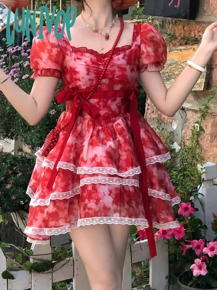 Lunivop Red Japanese Lolita Kawaii Mini Dress Women Floral Print Sweet Elegant Dress Female Summer Lace Backeless Casual Cute Dress Trendy Tulle Mini Dress Lunivop Red Japanese Lolita Kawaii Mini Dress Women Floral Print Sweet Elegant Dress Female Summer Lace Backeless Casual Cute Dress Trendy Tulle Mini Dress