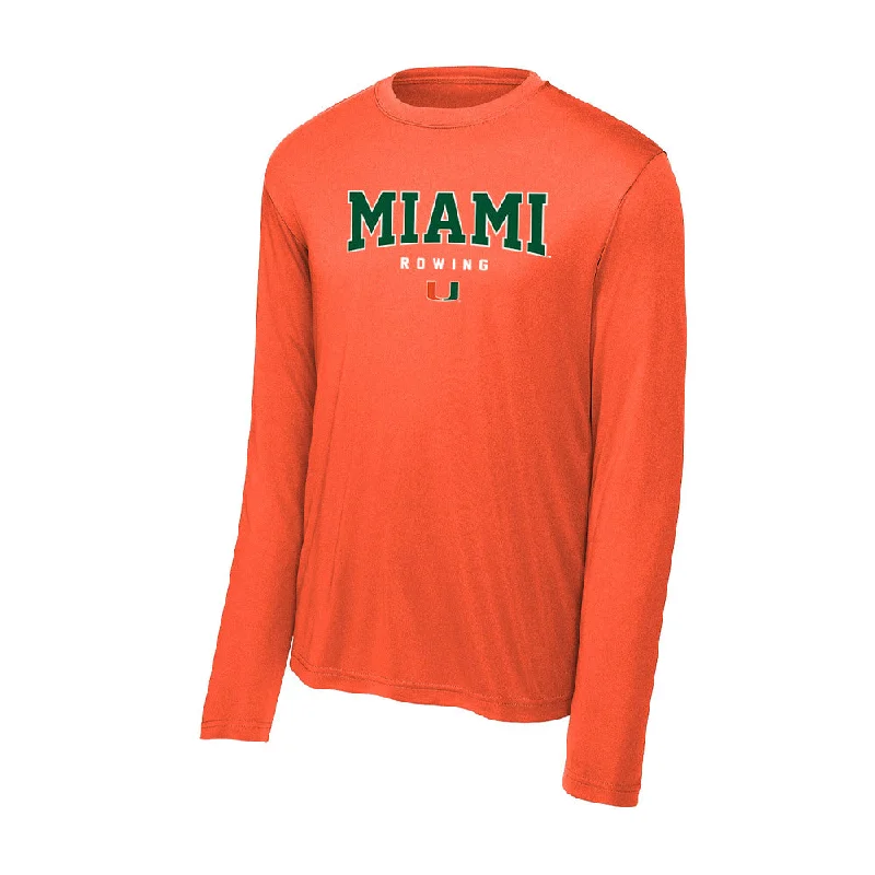Miami - NCAA Women's Rowing : Abby Evans - Activewear Long Sleeve T-Shirt-- Cotton Fabric Linen Fabric Terry Fabric
