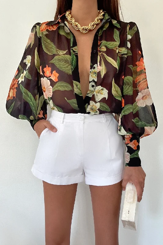 FLEETWOOD BLOUSE - MAIORI BLACK Double Button Blouse