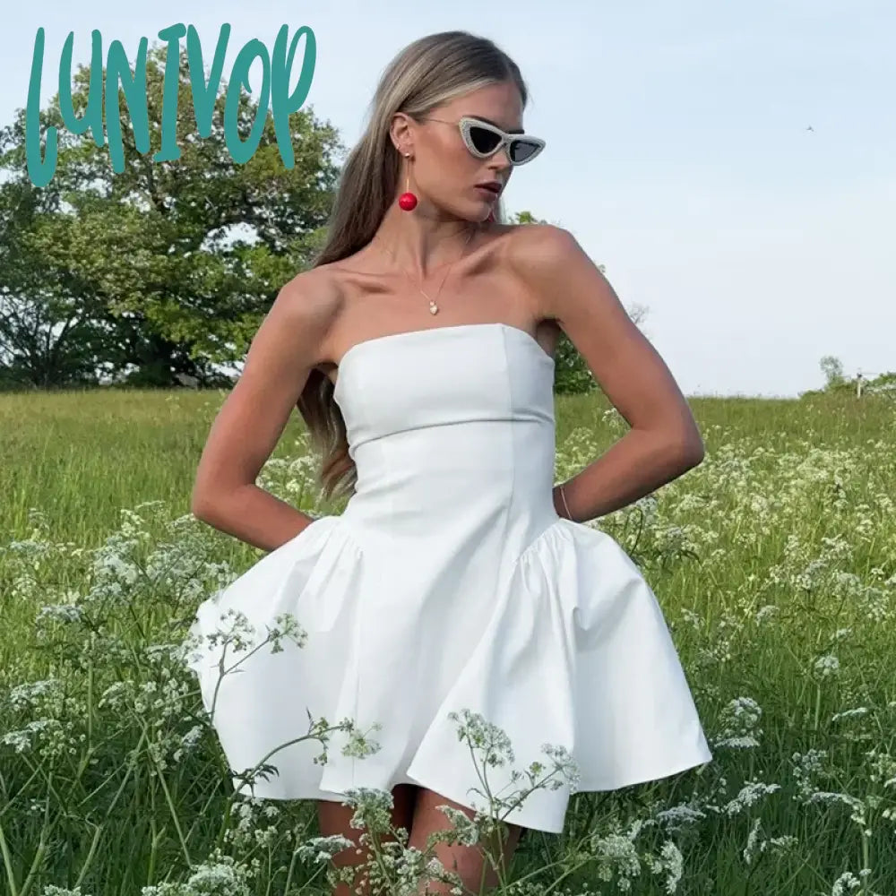 Lunivop White Strapless Mini Dress for Women Sexy Off Shoulder Sleeveless Slim Holidays Dress Summer Fashion A-Line Ruched Dress 2024 Trendy Off-Shoulder Dress Mini Lunivop White Strapless Mini Dress for Women Sexy Off Shoulder Sleeveless Slim Holidays Dress Summer Fashion A-Line Ruched Dress 2024 Trendy Off-Shoulder Dress Mini