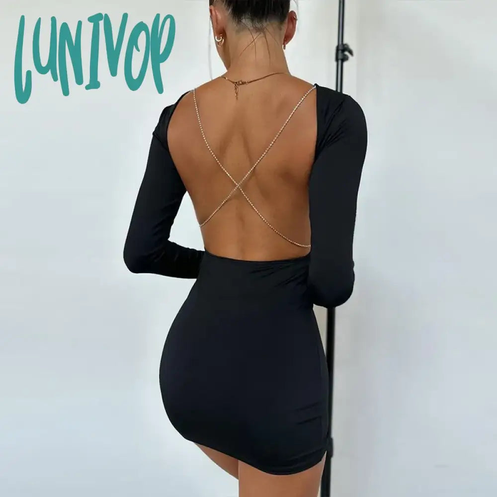 Lunivop Fashion Slinky Sexy Backless Chain Mini Dresses Party Club Outfits for Women Elegant Long Sleeve Bodycon Dresses Cozy A-Line Mini Dress Lunivop Fashion Slinky Sexy Backless Chain Mini Dresses Party Club Outfits for Women Elegant Long Sleeve Bodycon Dresses Cozy A-Line Mini Dress