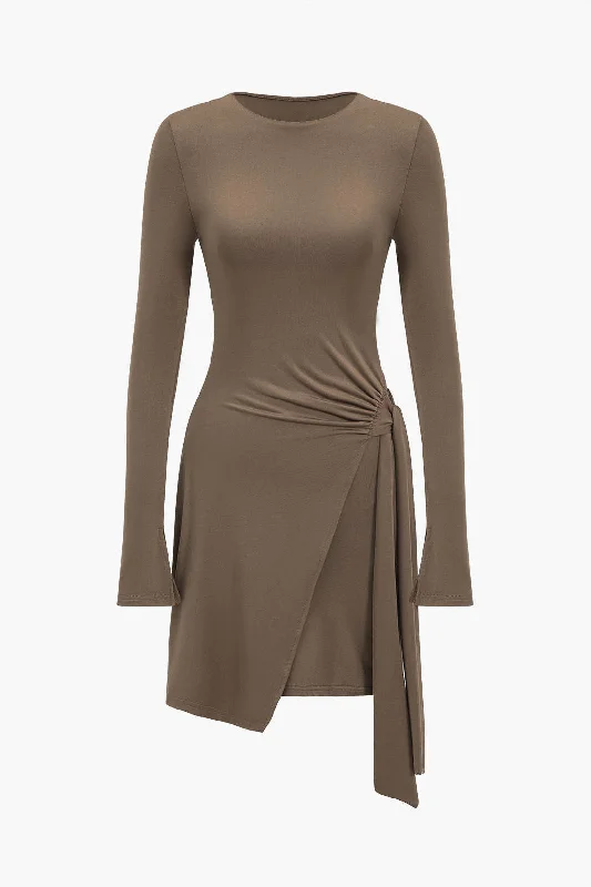 Ruched Strappy Bell Sleeve Mini Dress Chic Bohemian Mini Dress