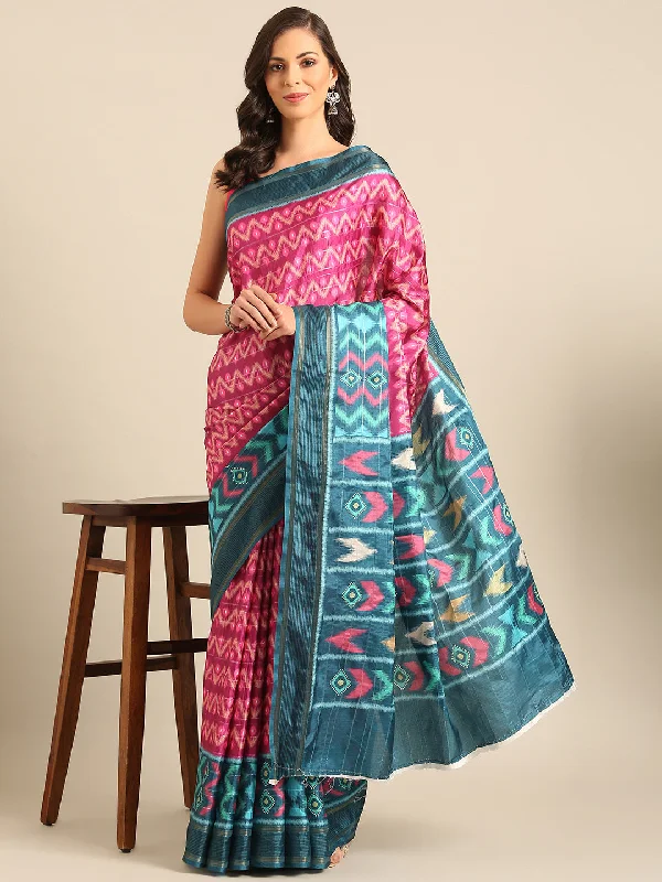 Women Magenta Cotton Saree With Un Stitched Blouse - Aanika Lightweight Linen Blouse Women Magenta Cotton Saree With Un Stitched Blouse - Aanika Lightweight Linen Blouse
