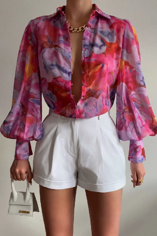 ELLA BLOUSE - PINK FLORAL Peter Pan Collar Blouse
