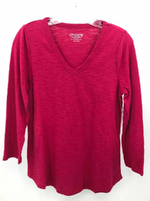 Pre-Owned Chico's Pink Size Small 3/4 Sleeve T-shirt-- Silk Blend Satin Velvet