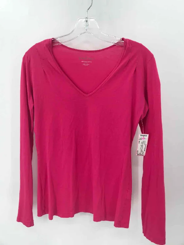Pre-Owned Lilly Pulitzer Pink Size Small Pima Cotton Long Sleeve T-shirt-- Welt Pockets Slit Pockets