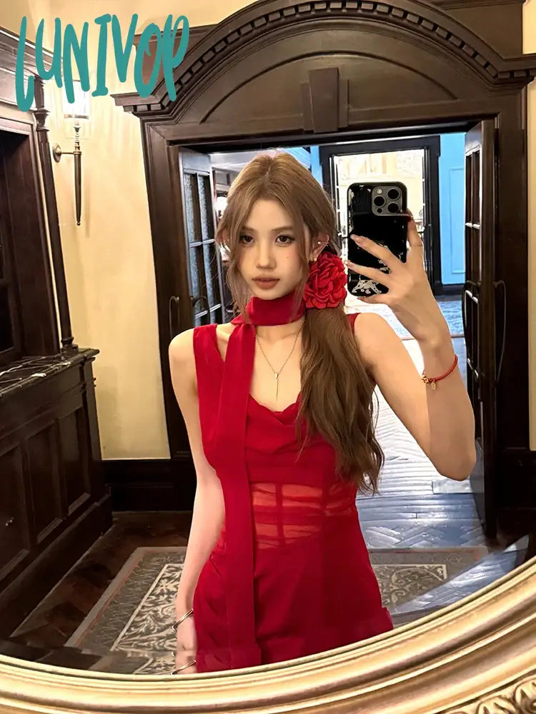 Lunivop Vintage Red Y2k Mini Dress Women Casual Sexy Bodycon Dress Even Party Female Design Beach Style Elegant Clothing Outwear Korean Elegant Mini Dress with Ruffles Lunivop Vintage Red Y2k Mini Dress Women Casual Sexy Bodycon Dress Even Party Female Design Beach Style Elegant Clothing Outwear Korean Elegant Mini Dress with Ruffles