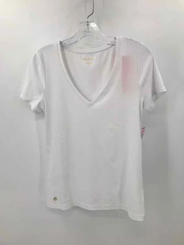 Pre-Owned Lilly Pulitzer White Size Medium T-shirt-- Ribbed T-Shirt High Neck Heavyweight Pre-Owned Lilly Pulitzer White Size Medium T-shirt-- Ribbed T-Shirt High Neck Heavyweight