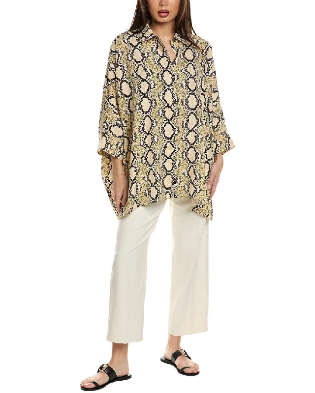 St. John Draped Blouse Ruched Sleeve Blouse
