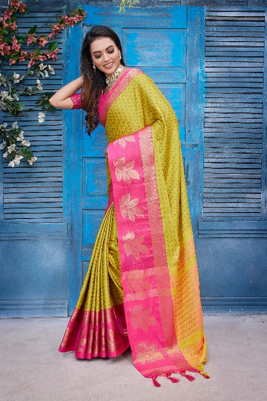 NOZ2TOZ Women Party Wear Aura Silk Saree with Unstitched Blouse - Light Green Ruffled Neck Blouse NOZ2TOZ Women Party Wear Aura Silk Saree with Unstitched Blouse - Light Green Ruffled Neck Blouse