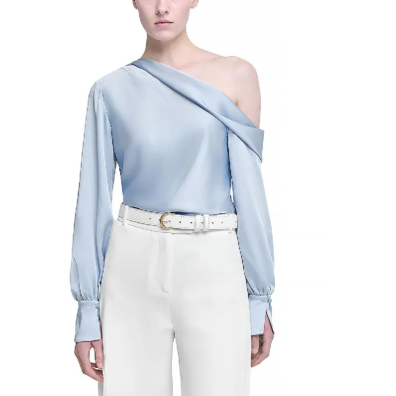 Womens Satin One Shoulder Blouse Office-Ready Blouse