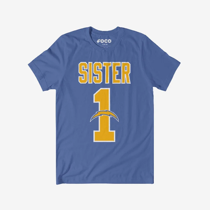 Los Angeles Chargers Number 1 Sister T-Shirt-- Seamless Knitted Crochet