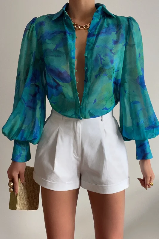 ELLA BLOUSE - BLUE FLORAL Airy Cotton Blouse