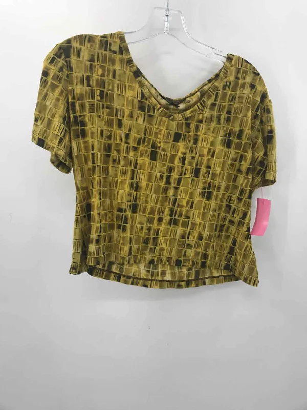 Pre-Owned St John Yellow Size Small T-shirt-- Collared Crew Neck Turtle Neck