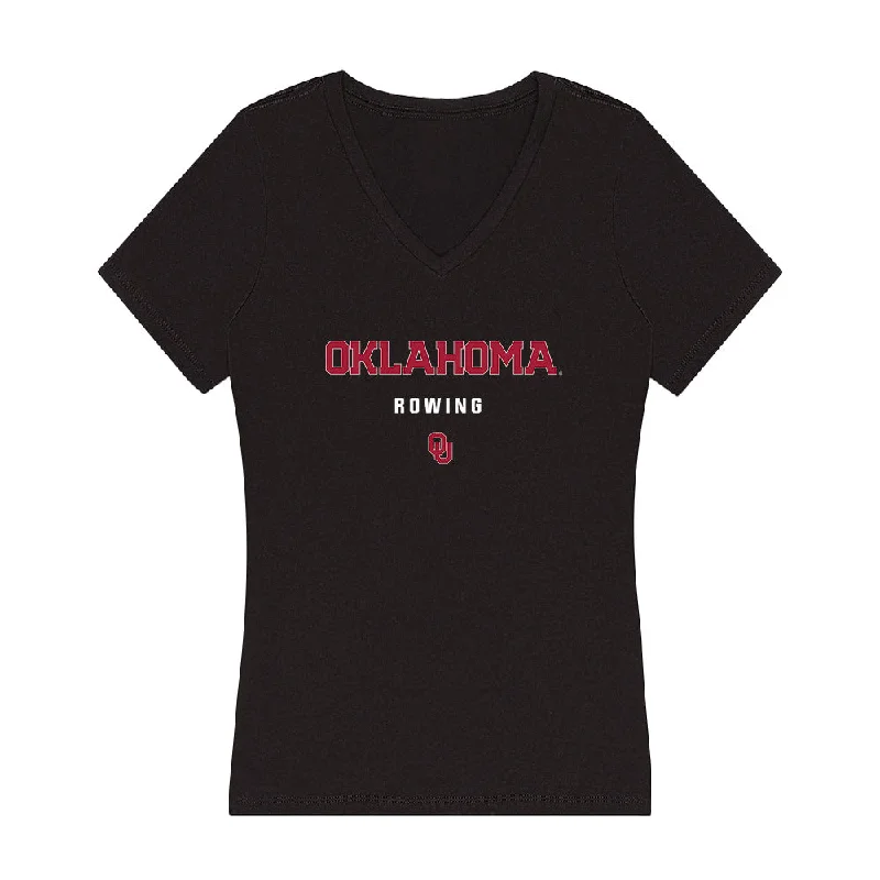 Oklahoma - NCAA Women's Rowing : Kennedy Stewart - Women's V-Neck T-Shirt-- Print Jacquard Patchwork Oklahoma - NCAA Women's Rowing : Kennedy Stewart - Women's V-Neck T-Shirt-- Print Jacquard Patchwork