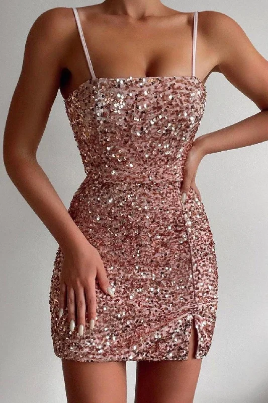 Starstruck Mini Dress - Blush Fashionable Off-Shoulder Mini Dress