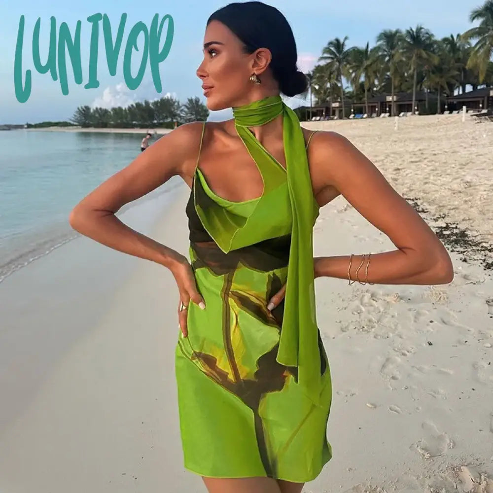 Lunivop Halter Backless Mini Dress Beach Vacation Outfits Sexy Green Floral Summer Dresses For Women 2024 Y2K Clothing Stylish Short-Sleeve Mini Dress Lunivop Halter Backless Mini Dress Beach Vacation Outfits Sexy Green Floral Summer Dresses For Women 2024 Y2K Clothing Stylish Short-Sleeve Mini Dress