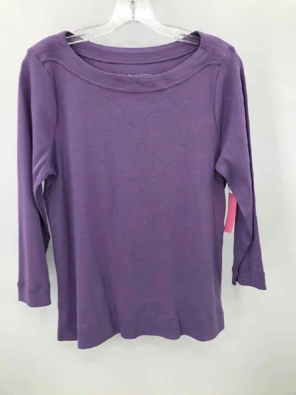 Pre-Owned Chico's Purple Size Medium Pima Cotton 3/4 Sleeve T-shirt-- Handmade Hand-knitted Hand-woven Pre-Owned Chico's Purple Size Medium Pima Cotton 3/4 Sleeve T-shirt-- Handmade Hand-knitted Hand-woven