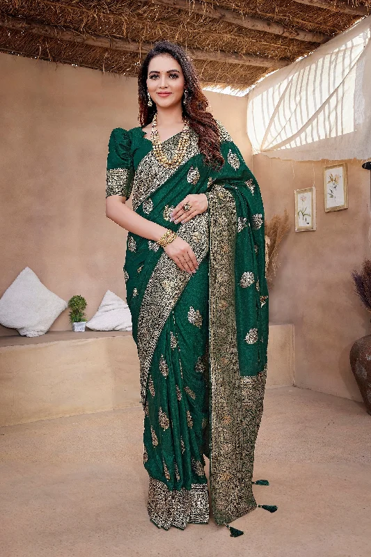 NOZ2TOZ Women Wedding Wear Zari Weaving Paithani Silk Saree with Unstitched Blouse - Green Versatile Layering Blouse NOZ2TOZ Women Wedding Wear Zari Weaving Paithani Silk Saree with Unstitched Blouse - Green Versatile Layering Blouse