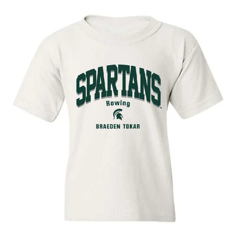 Michigan State - NCAA Women's Rowing : Braeden Tokar - Classic Fashion Shersey Youth T-Shirt-- Notch Collar Peter Pan Collar Cowl Neck Michigan State - NCAA Women's Rowing : Braeden Tokar - Classic Fashion Shersey Youth T-Shirt-- Notch Collar Peter Pan Collar Cowl Neck