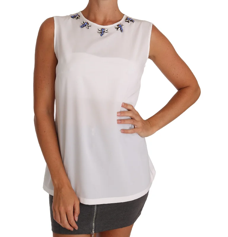 Dolce & Gabbana Elegant Embellished Sleeveless Silk Women's Blouse Lightweight Floral Blouse Dolce & Gabbana Elegant Embellished Sleeveless Silk Women's Blouse Lightweight Floral Blouse