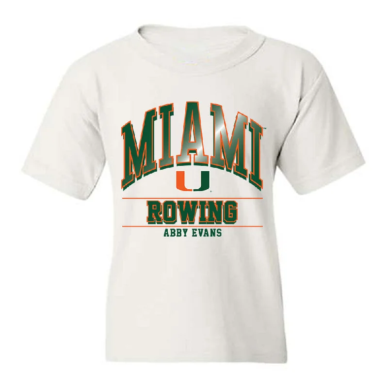 Miami - NCAA Women's Rowing : Abby Evans - Classic Fashion Shersey Youth T-Shirt-- Fitted T-Shirt Seamless Stretchy Miami - NCAA Women's Rowing : Abby Evans - Classic Fashion Shersey Youth T-Shirt-- Fitted T-Shirt Seamless Stretchy