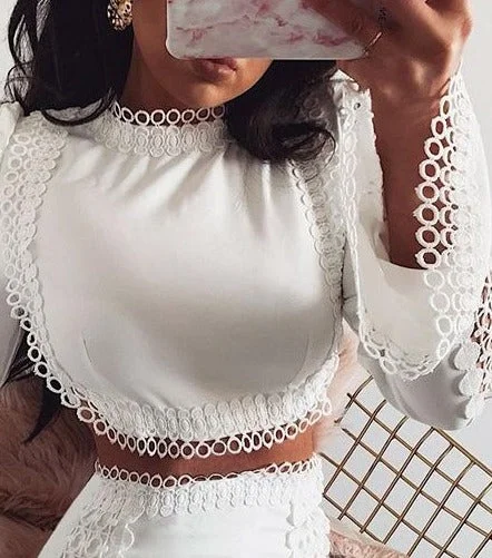 White Lace mini dress Women Cozy Cowl Neck Mini Dress
