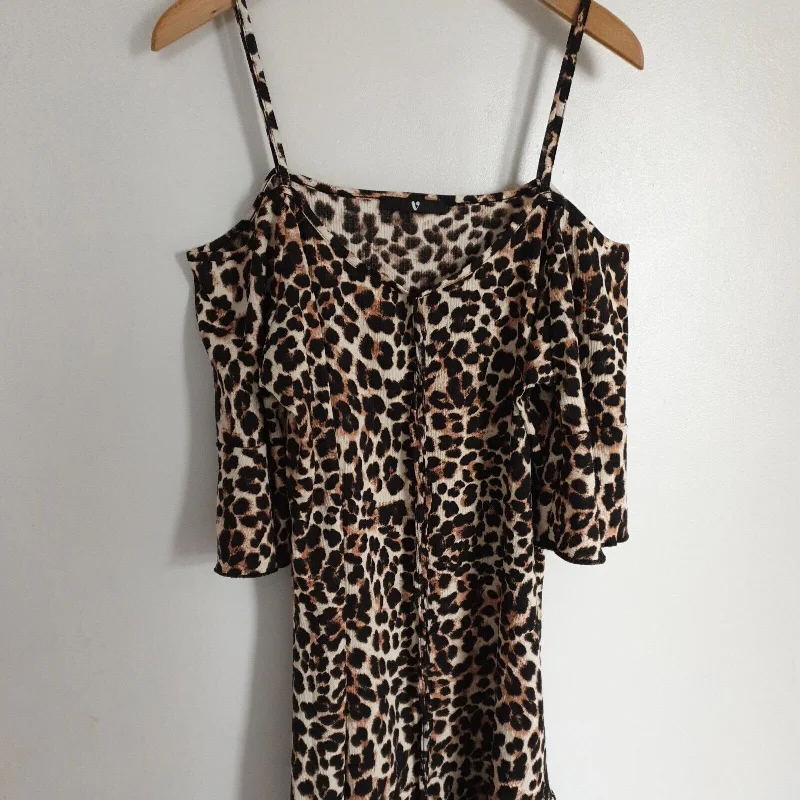 Cold Shoulder Beach Mini Dress Animal Uk16****Ref V356 Trendy Tie-Dye Mini Dress