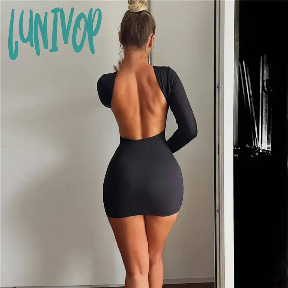 Lunivop Autumn Fashion Sexy Open Back Solid Slinky Mini Dress Club Party Outfits Long Sleeve Round Neck Bodycon Dresses Summer Dress Casual Button-Up Mini Dress Lunivop Autumn Fashion Sexy Open Back Solid Slinky Mini Dress Club Party Outfits Long Sleeve Round Neck Bodycon Dresses Summer Dress Casual Button-Up Mini Dress