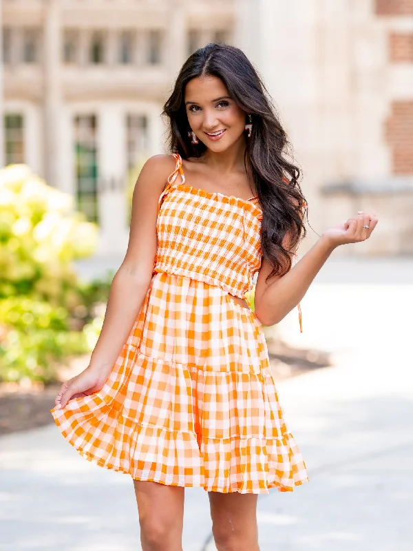 Finish Strong Gingham Mini Dress Casual High-Waist Mini Dress