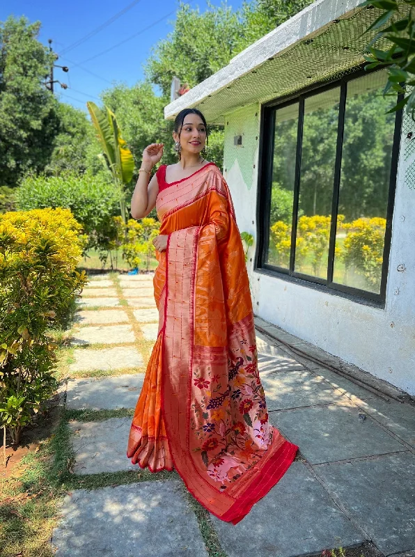 NOZ2TOZ Women Party Wear Zari Weaving Paithani Silk Saree with Unstitched Blouse - Mustard Drape Neck Blouse NOZ2TOZ Women Party Wear Zari Weaving Paithani Silk Saree with Unstitched Blouse - Mustard Drape Neck Blouse