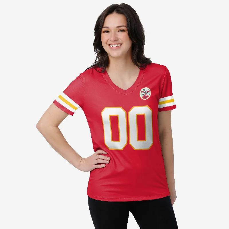 Kansas City Chiefs Womens Gameday Ready Lounge Shirt-- Print Jacquard Patchwork