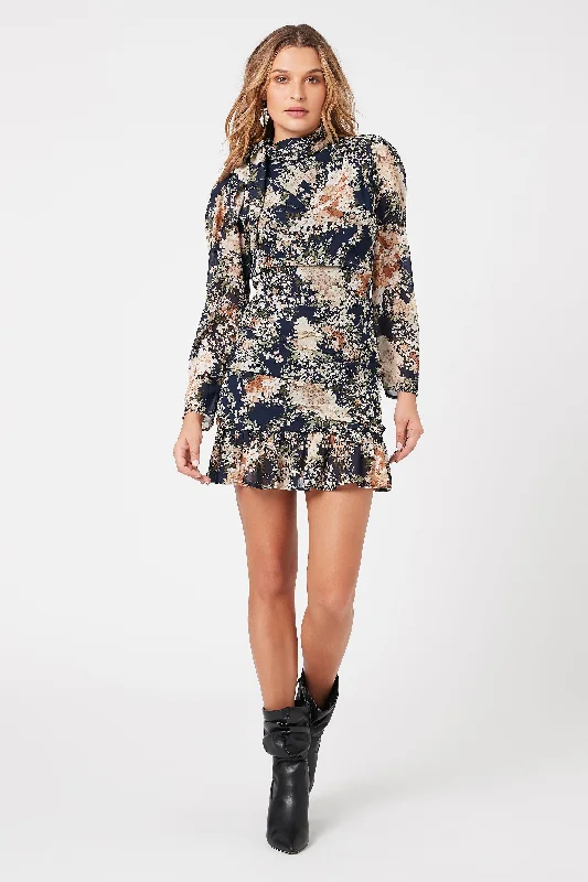 BRIGITTE FLORAL MINI DRESS Stylish Short-Sleeve Mini Dress