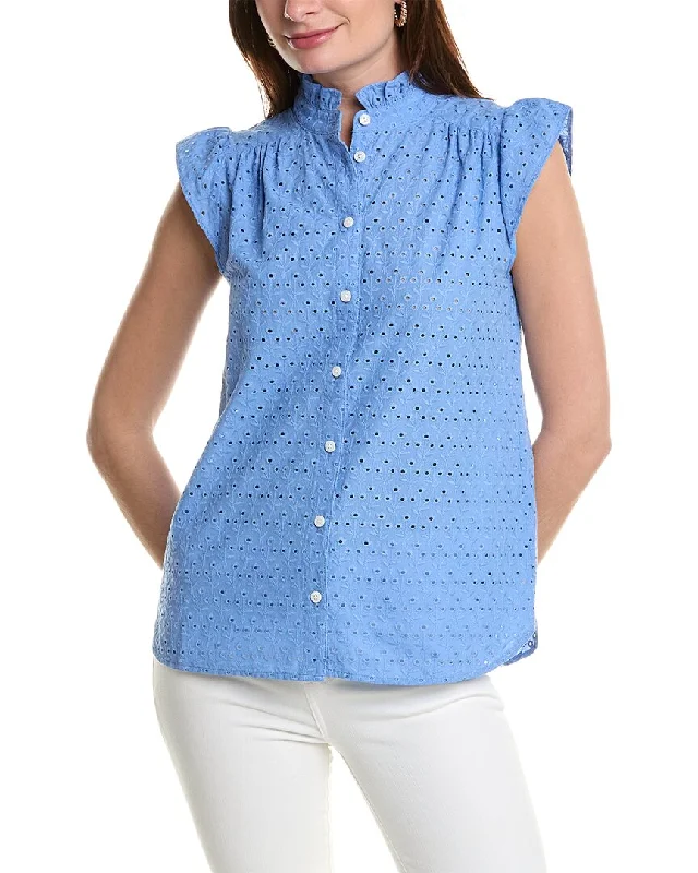 Brooks Brothers Eyelet Blouse Soft Knit Blouse
