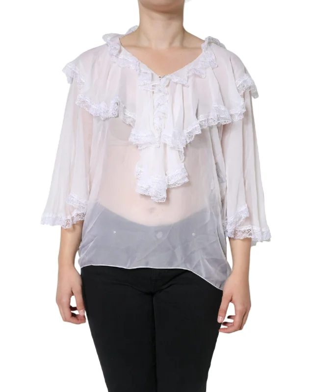 Dolce & Gabbana  Women's Lace Trim Blouse Chic Sleeveless Blouse
