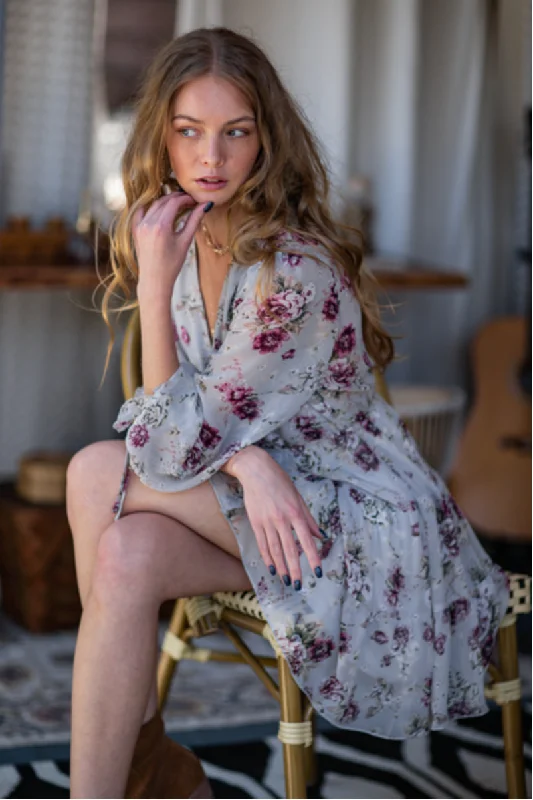 Long Sleeve A-line Mini Dress Fashionable Lace Mini Dress