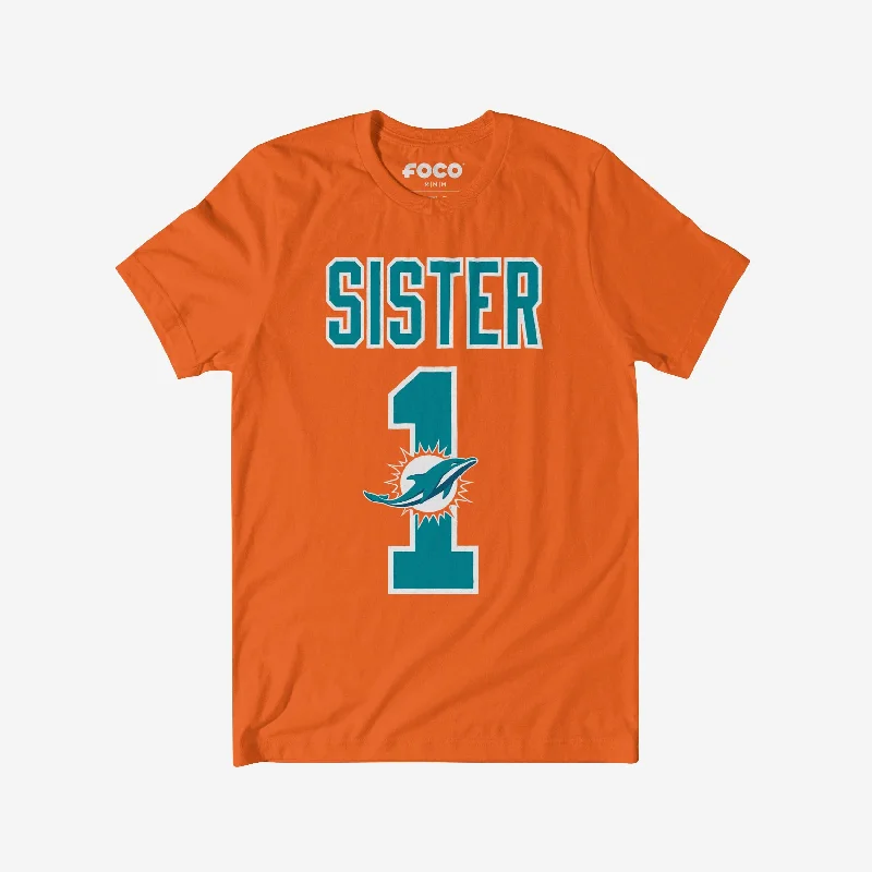 Miami Dolphins Number 1 Sister T-Shirt-- Mesh Canvas Denim