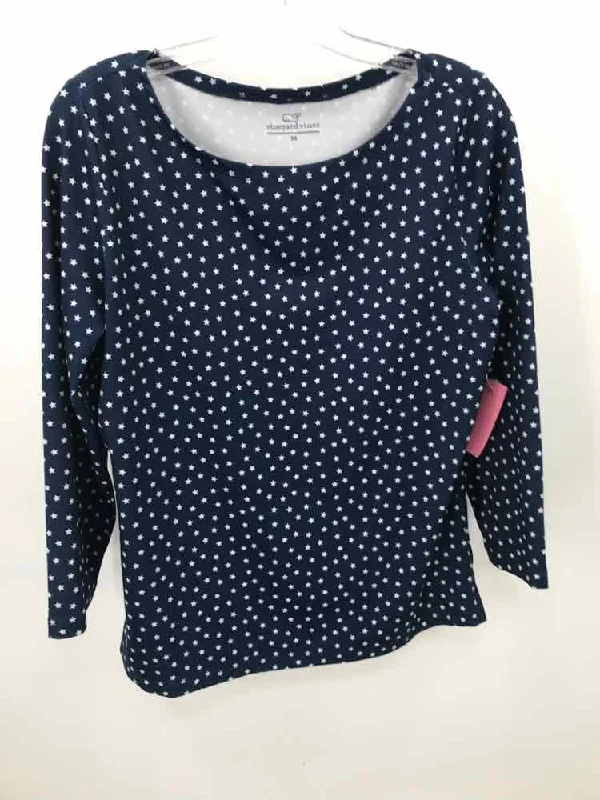 Pre-Owned Vineyard Vines Navy Size Medium T-shirt-- Ribbed Striped Patterned