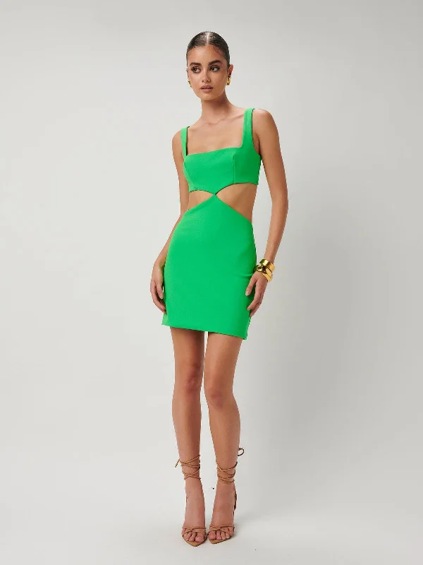 Laia Mini Dress - Lush Green Fashionable Button-Front Mini Dress