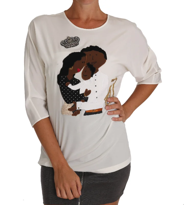 Dolce & Gabbana Elegant Silk Blend Crewneck Women's Blouse Casual Relaxed Fit Blouse Dolce & Gabbana Elegant Silk Blend Crewneck Women's Blouse Casual Relaxed Fit Blouse
