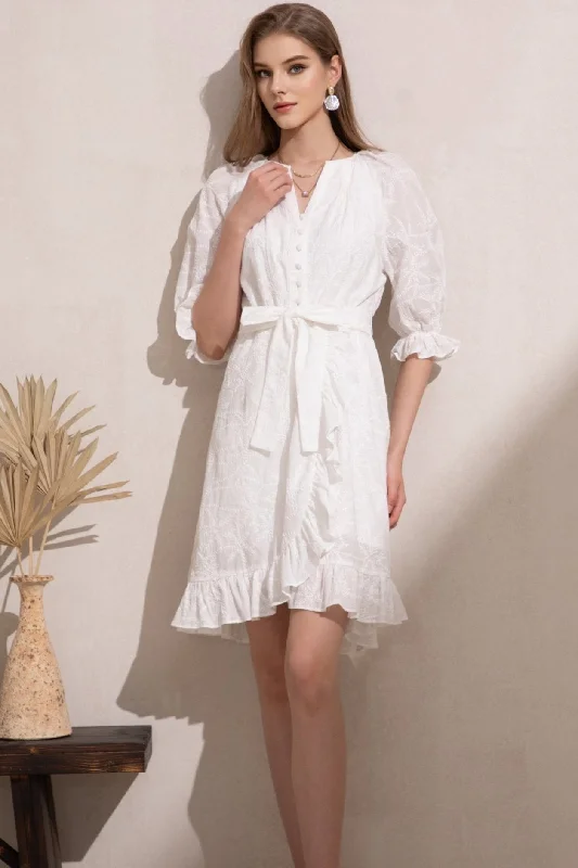 Vitoria Mini Dress - White Classic Solid Mini Dress