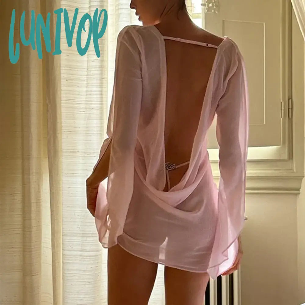 Lunivop Women Babydoll Lingerie Nightgown Sleepwear Sexy Sheer Mesh Cowl Neck Backless Mini Dress Exotic Nightwear See Through Dress Comfortable Shift Mini Dress Lunivop Women Babydoll Lingerie Nightgown Sleepwear Sexy Sheer Mesh Cowl Neck Backless Mini Dress Exotic Nightwear See Through Dress Comfortable Shift Mini Dress