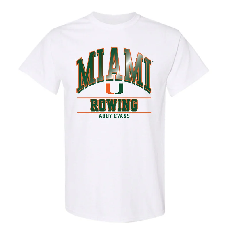 Miami - NCAA Women's Rowing : Abby Evans - Classic Fashion Shersey T-Shirt -- Basic T-Shirt Crew Neck Short Sleeve Miami - NCAA Women's Rowing : Abby Evans - Classic Fashion Shersey T-Shirt -- Basic T-Shirt Crew Neck Short Sleeve