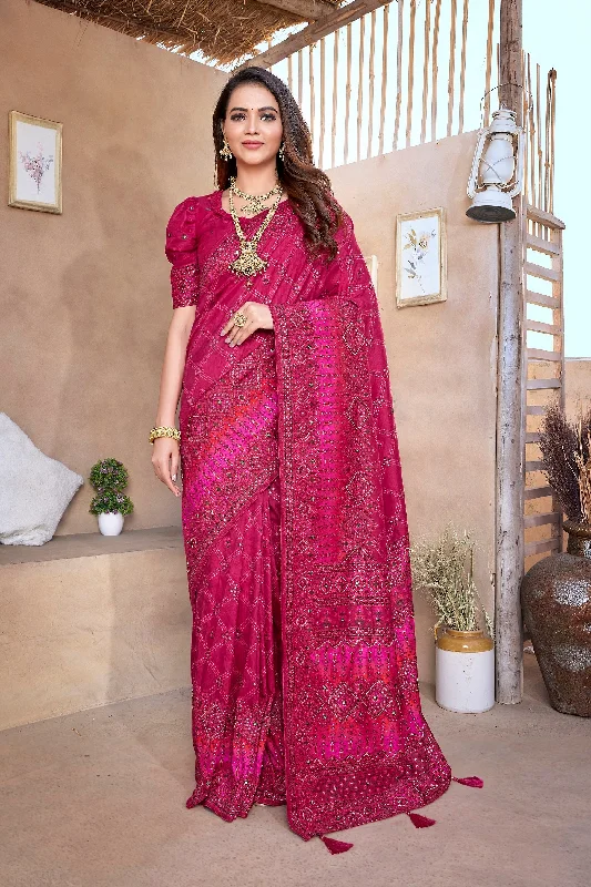 NOZ2TOZ Women Wedding Wear Jacquard Weaving Worked Pure Pashmina Saree with Unstitched Blouse - Pink Silky Tunic Blouse NOZ2TOZ Women Wedding Wear Jacquard Weaving Worked Pure Pashmina Saree with Unstitched Blouse - Pink Silky Tunic Blouse